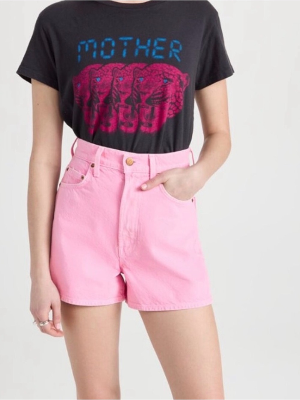 Women's MOTHER SNACKS! High Waisted Savory Shorts 26 Pink